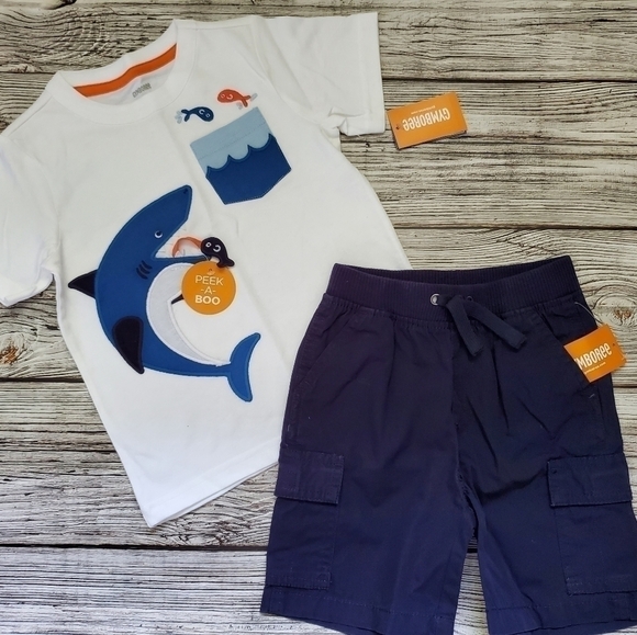 Embroidered Shark T-Shirt, Pirate Octopus, and Pirate Ship T-Shirts & Shorts 3T - Picture 3 of 10